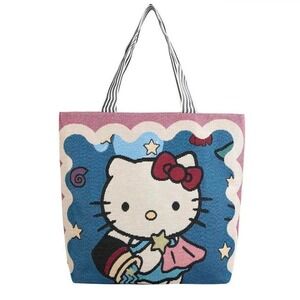 Large Hello Kitty Tote Bag Beach Carry All Zipper and Handles Bag Over-Night Bag